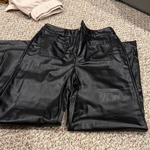 SHEIN Black Faux Leather Straight-Leg Men's Pants